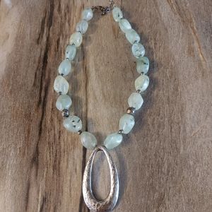 Sterling Silver Pendant Prehnite Necklace